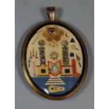 19th century Masonic memorial pendant locket decorated various Masonic symbols, including: All