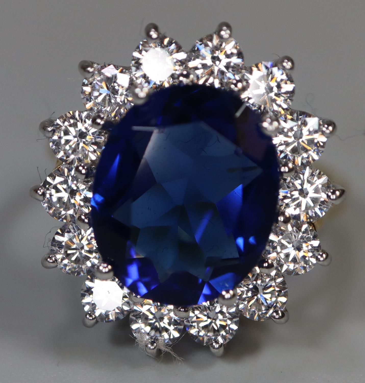 A synthetic sapphire and moissanite ring set in gold plated silver. (B.P. 21% + VAT) - Image 3 of 4