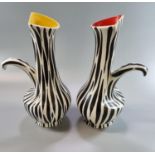 Pair of Beswick 1367 black and white striped zebra design vases. Height 27cm approx. (2) (B.P. 21% +