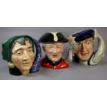 Three Royal Doulton character jugs, to include: 'The Fortune Teller', 'Chelsea Pensioner' and '