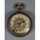 German plated metal top wind gents pocketwatch with automaton shoe maker figure. (B.P. 21% + VAT)