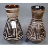 Pair of Rye Art Pottery brown glazed tapering vases. (2) (B.P. 21% + VAT)