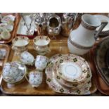 Tray of china to include: Gladstone china teaware; plates, teacups and saucers etc, Japanese