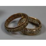 Two 9ct gold rings set with white stones. Ring size Q&1/2 and N. Approx weight 6.8 grams. (B.P.