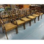 Set of six mahogany regency dining chairs (4+2) (6) with drop-in seats on sable legs. (B.P. 21% +