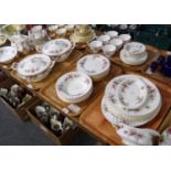Four trays of Royal Albert 'Lavender Rose' part dinnerware: dinner plates, side plates, tea plates
