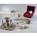Tray of silver and silver plated items, to include: silver spoons (4.7 troy ozs. approx.), desk
