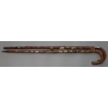 Two Alpenstock/walking sticks with metal places of interest badges, various. (2) (B.P. 21% + VAT)
