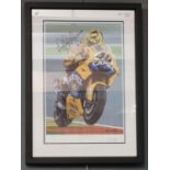 After Ray Goldsbrough, 'Tribute to Valentino Rossi', Ltd. edition coloured print No. 105/195, signed