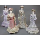 Four Coalport bone china Golden Age figurines, to include: 'Georgina', 'Charlotte'. 'Eugenie' and '