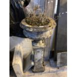 Modern composition garden urn/planter on pedestal plinth. (B.P. 21% + VAT)