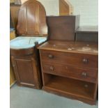 19th century mahogany straight front chest of two long drawers with under shelf on a projecting base