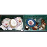 Two boxes of assorted china: Aynsley vases, Japanese plates, gravy boats, copper lustre jugs, two