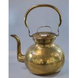 Large vintage beaten brass baluster lidded teapot. (B.P. 21% + VAT)