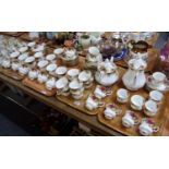 Four trays of Royal Albert English fine bone china 'Old Country Roses' design items to include: 15