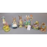 Collection of five Beswick Beatrix Potter bone china figurines, to include: 'Jemima and her
