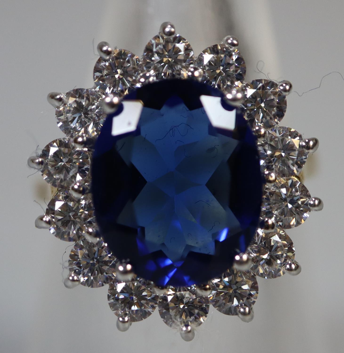 A synthetic sapphire and moissanite ring set in gold plated silver. (B.P. 21% + VAT) - Image 2 of 4