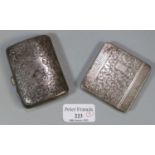 Engraved and chased silver cigarette case marked 'From the Swindon Fire Brigade 1904'. 1.95 troy