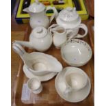 Tray of Leedsware 'Classical Creamware' items, to include: coffee pot, teapot with twisted handles