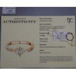 Modern diamond ring in two tone platinum and 18K vermeil rose-gold plated in sterling silver. With