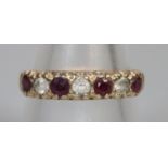 9ct gold ruby and white stone ring. Size Q. 2g approx. (B.P. 21% + VAT)