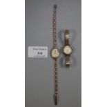 Two 9ct gold watches, one with 9ct gold strap. (B.P. 21% + VAT)