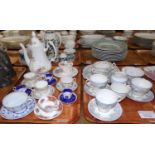 Two trays of assorted china: Foley ‘Montrose’ teacup and saucer, three Copelands blue and white