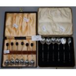 Two cased sets of silver coffee bean spoons. (12) (B.P. 21% + VAT)