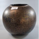 West German 508-20 crackle glaze black and gold globular vase. (B.P. 21% + VAT)