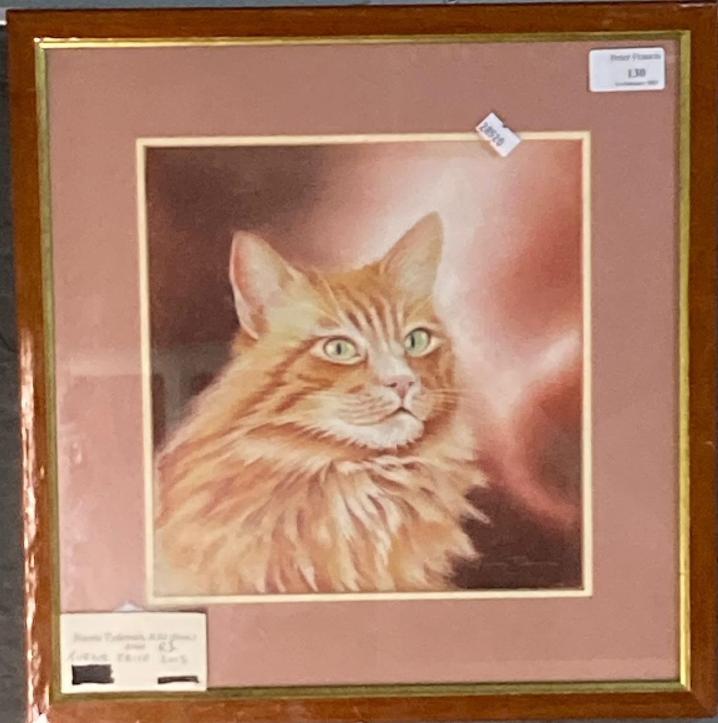 Naomi Tydeman RI (Welsh 20th century), study of a ginger cat, signed in pencil. Watercolours.