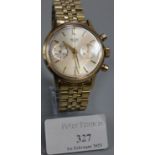 Vintage Heuer gentleman's gold plated chronograph mechanical wristwatch with baton numerals and