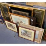 Collection of assorted furnishing pictures, including: coloured prints, watercolour, portrait