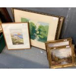 Small group of furnishing pictures to include: watercolours, a coloured print after Graham Petri, '