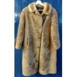 Vintage ladies sheepskin coat with mink fur collar, 1960s with pattern lining. (B.P. 21% + VAT)