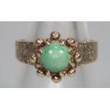 9ct gold and turquoise set ring. Ring size L. Approx weight 3.7 grams. (B.P. 21% + VAT)