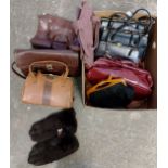 1960's-70's collection of ladies vintage handbags to include: leather in various colours, tweed