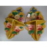 Pair of Eastern European, possibly Hungarian hand painted wooden floral shelves. (B.P. 21% + VAT)
