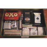 Collection of Zippo lighters, to include: Harley Davidson, Ace of Spades, Antique German Drjm