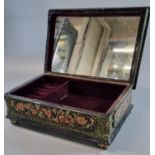 Lacquered jewellery box, the lid decorated with 'Le Sommell'. (B.P. 21% + VAT)