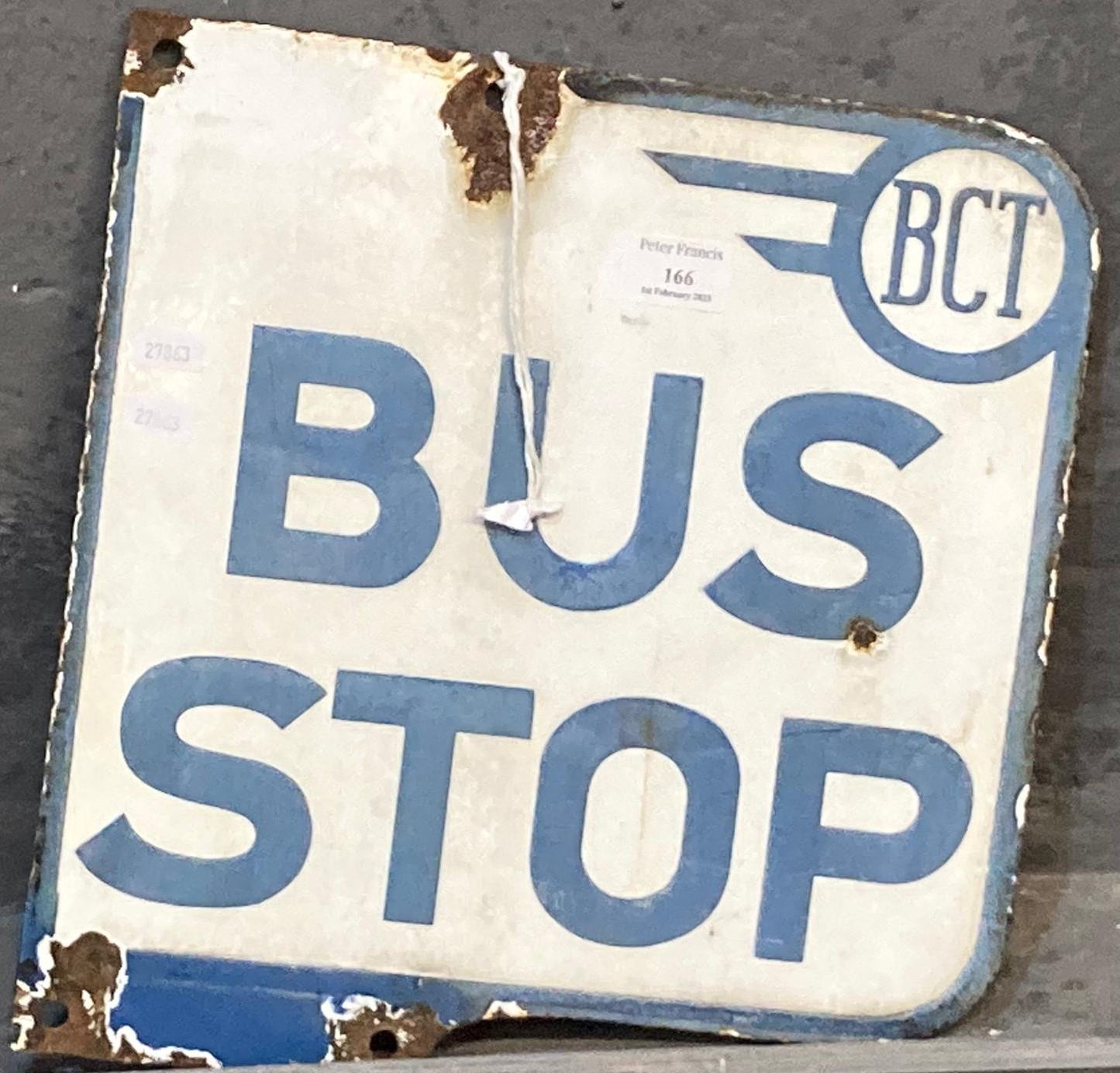 1960's Bradford City double sided metal enamelled bus stop sign. 30 x 28cm approx. (B.P. 21% + VAT)