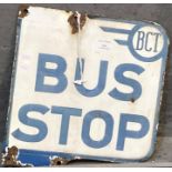 1960's Bradford City double sided metal enamelled bus stop sign. 30 x 28cm approx. (B.P. 21% + VAT)