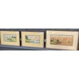 Group of assorted furnishing pictures including: overpainted prints, prints and etchings,