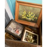 Box of assorted furnishing pictures: small watercolours, country scenes etc. (B.P. 21% + VAT)