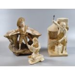 Austrian porcelain figure of a young blacksmith. Impressed marks 1391. Together with another