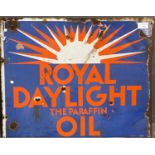 Double sided enamelled advertising sign for 'Royal Daylight the paraffin oil'. 54 x 44cm approx. (