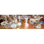 Two trays of assorted ornaments, many continental: Hungarian oval trinket dish with china basket
