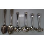 Collection of 19th century and other silver spoons and ladles. 11 troy ozs. approx. (B.P. 21% + VAT)