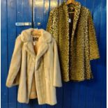 Two vintage faux fur coats, one leopard print by 'Astrakar' and the other palomino colour by '