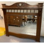 Arts and Crafts design oak framed over mantel mirror. 115 x 115cm approx. (B.P. 21% + VAT)