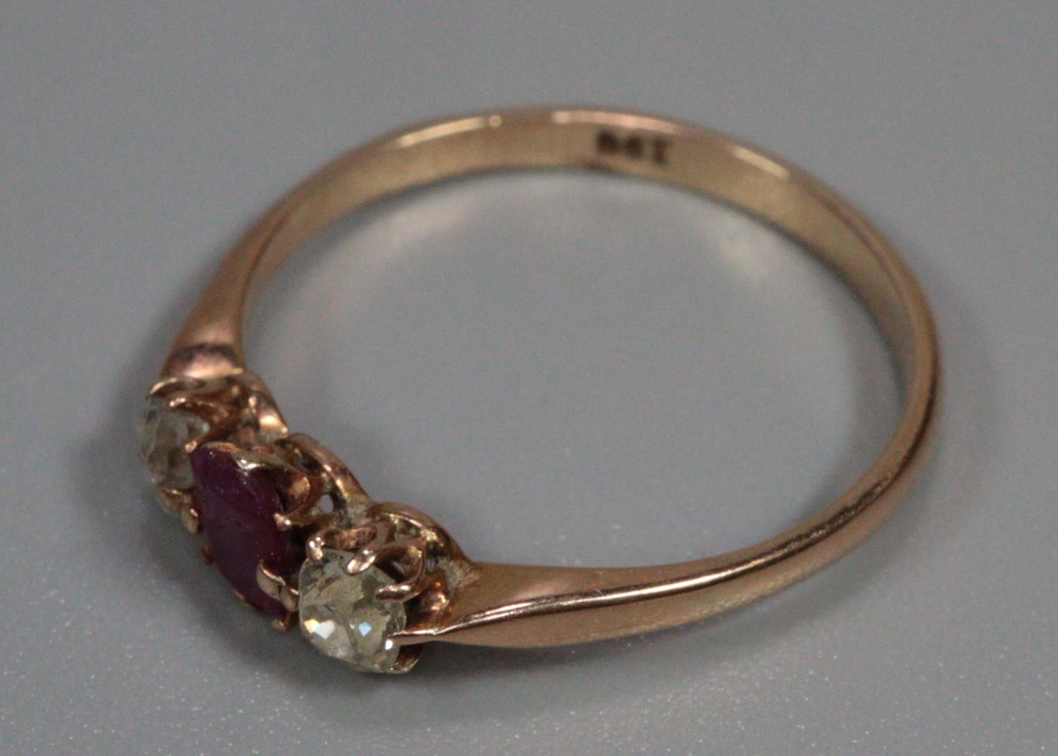 9ct gold ruby and diamond ring. Size Q. 1.9g approx. (B.P. 21% + VAT) - Image 2 of 2